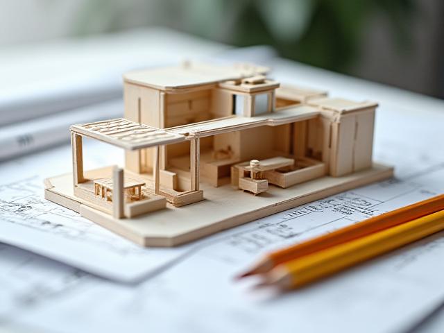 En arkitektmodell av et kjøkken med Fjord Glød møbler, illustrerer designprosessen.